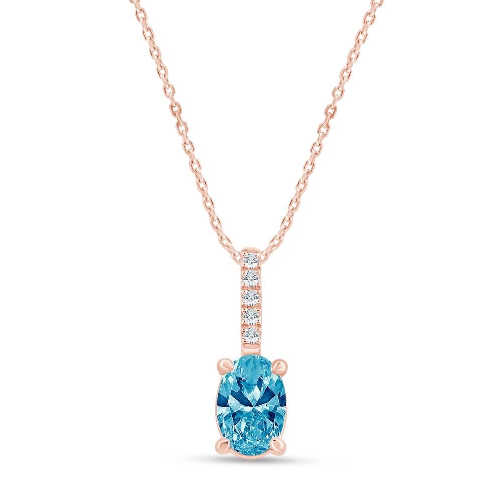 Lab Grown Blue Diamond Drop Necklace in 14K Rose Gold (1 ct. tw.) – Image 1 of 3