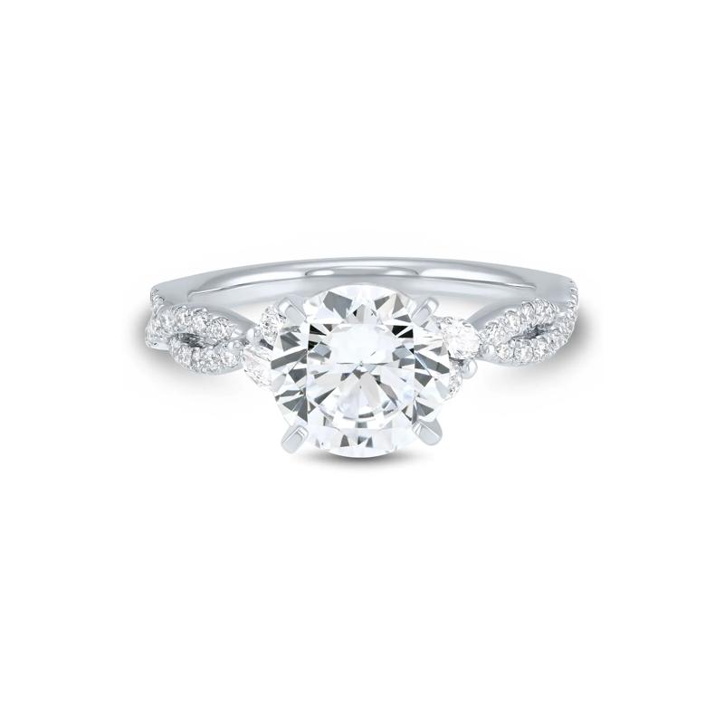 Lab Grown Diamond Marquise and Round Semi-Mount in 14K White Gold &#40;3/8 ct. tw.&#41; &#40;Setting Only&#41; – Image 2 of 6