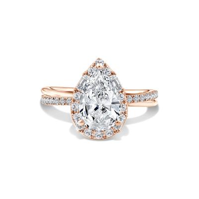 Lab Grown Diamond Pear-Shaped Halo Engagement Ring in 14K Rose Gold (2 1/2 ct. tw.)