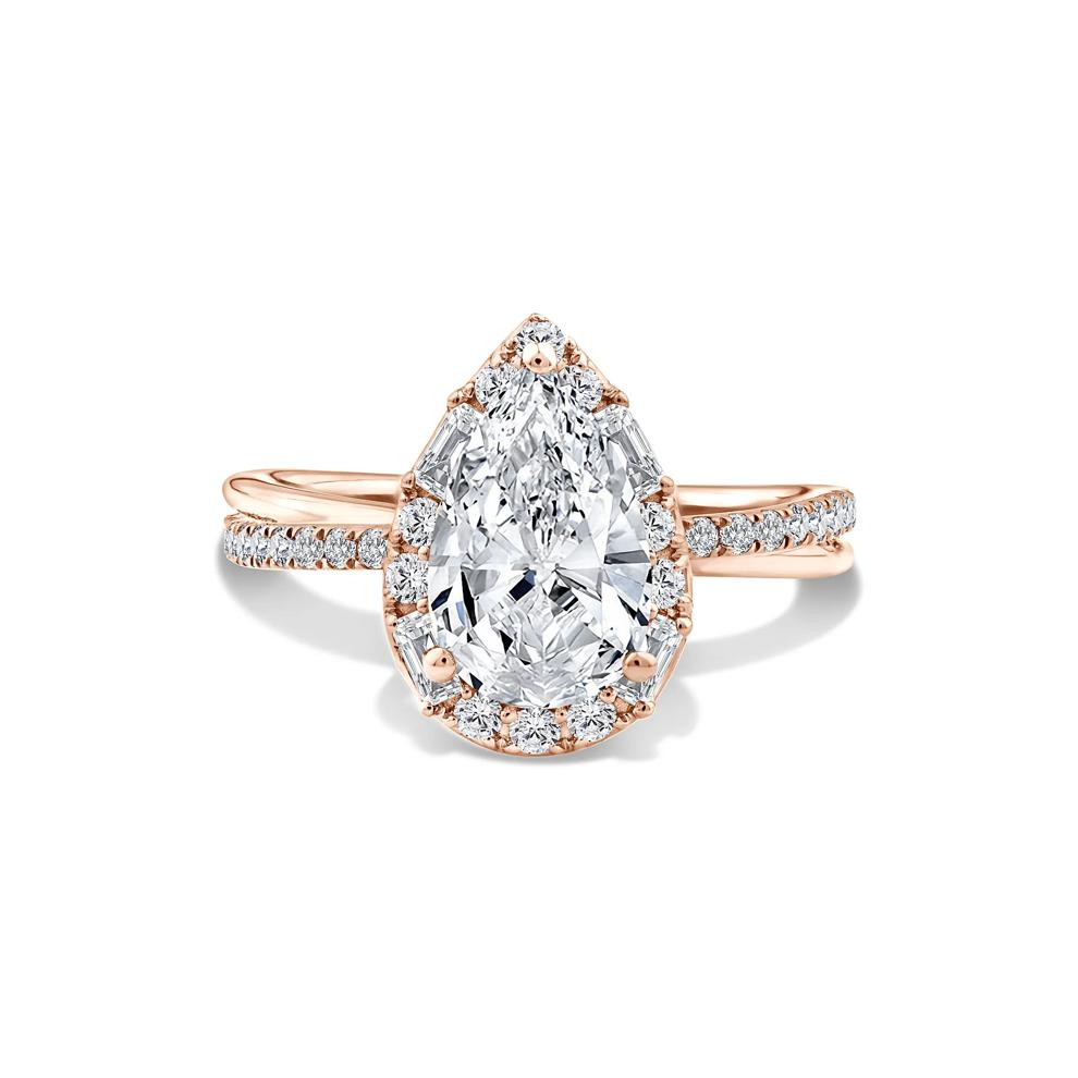 Lab Grown Diamond Pear-Shaped Halo Engagement Ring in 14K Rose Gold (2 1/2 ct. tw.) – Image 1 of 4
