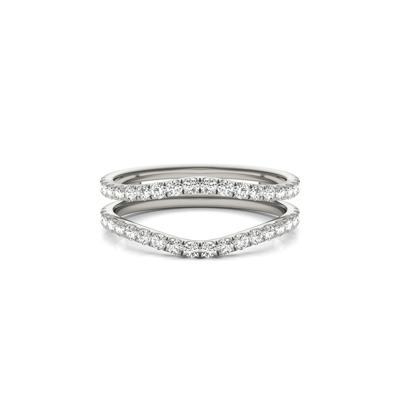 Lab Created Moissanite Curved Ring Insert in 14K White Gold