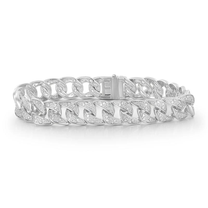 Men&rsquo;s Cuban Link Bracelet with Diamond in Sterling Silver, 8.5&rdquo; &#40;1 ct. tw.&#41; – Image 1 of 2