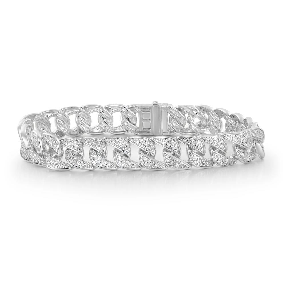 Men&rsquo;s Cuban Link Bracelet with Diamond in Sterling Silver, 8.5&rdquo; (1 ct. tw.) – Image 1 of 2