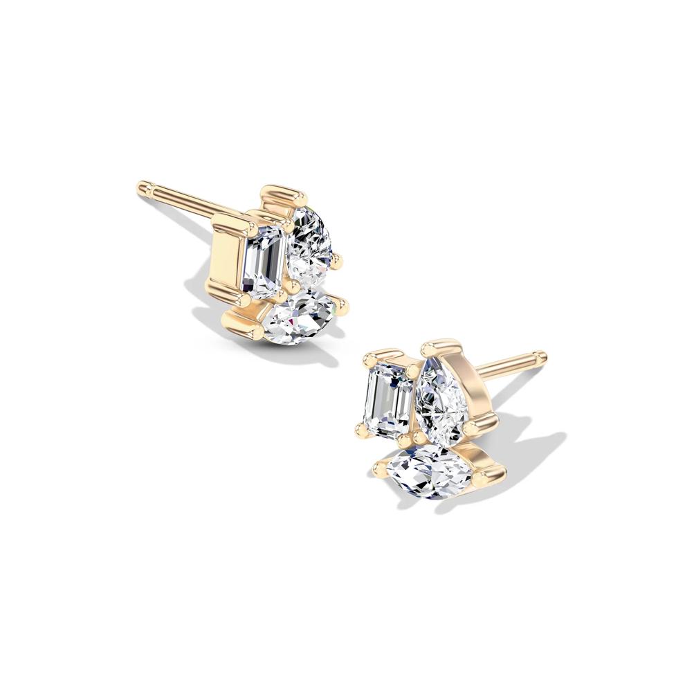 Lab Grown Diamond Mixed Shape Stud Earrings in 14K Yellow Gold (1/2 ct. tw.) – Image 1 of 2
