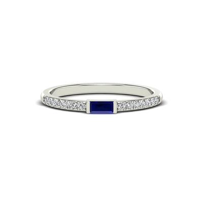 Blue Sapphire & Diamond Stack Band in 10K White Gold (1/10 ct. tw.)