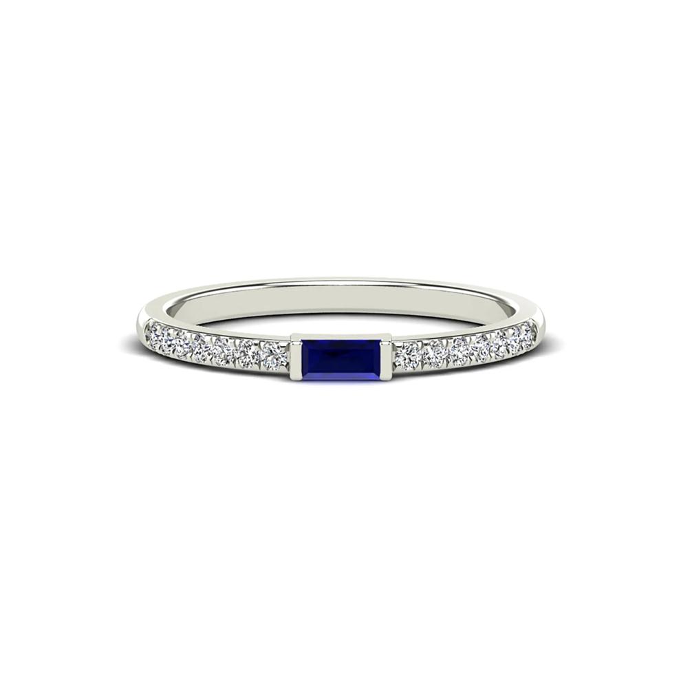 Blue Sapphire &amp; Diamond Stack Band in 10K White Gold (1/10 ct. tw.) – Image 1 of 4