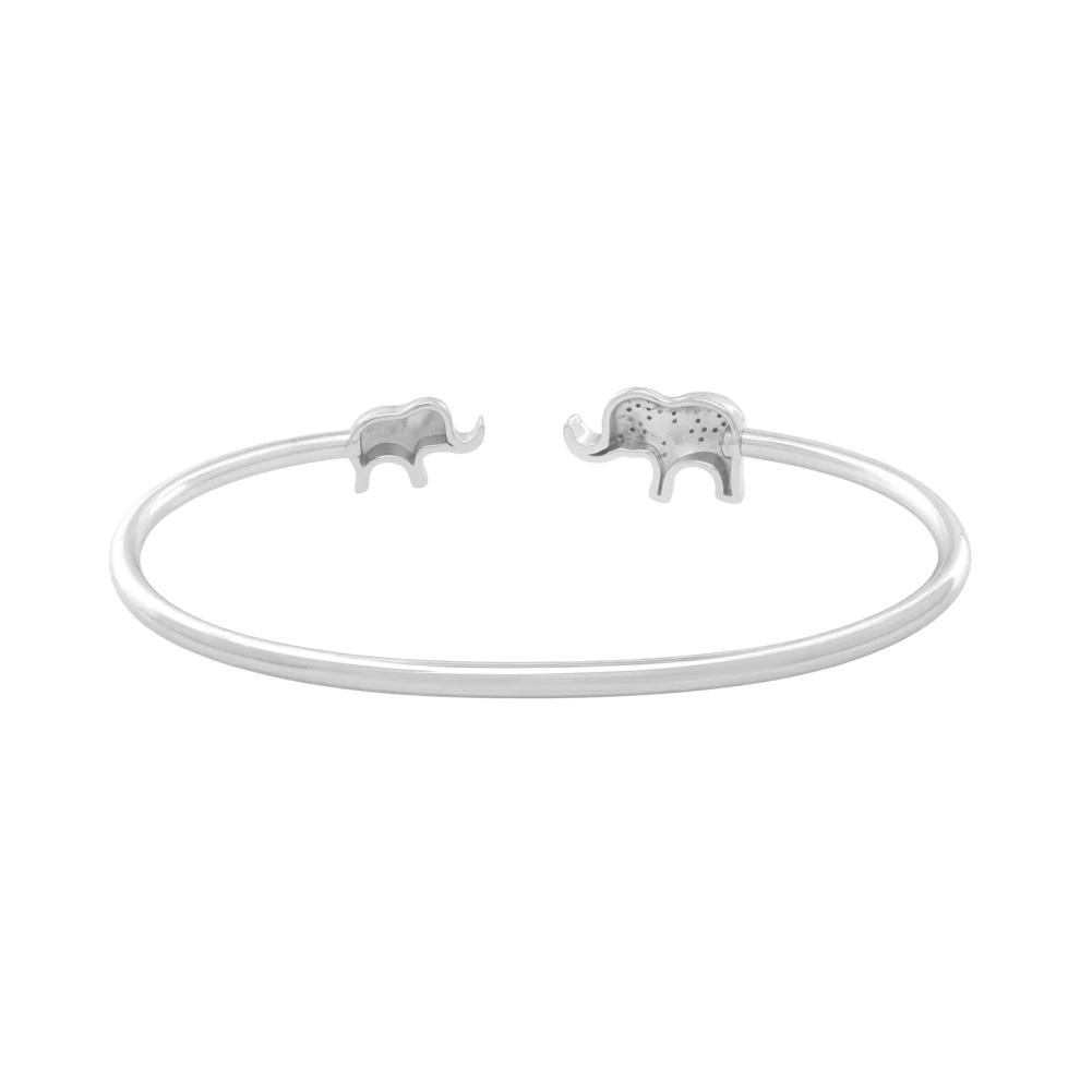 Diamond Elephant Bangle Bracelet in Sterling Silver (1/10 ct. tw.) – Image 2 of 2