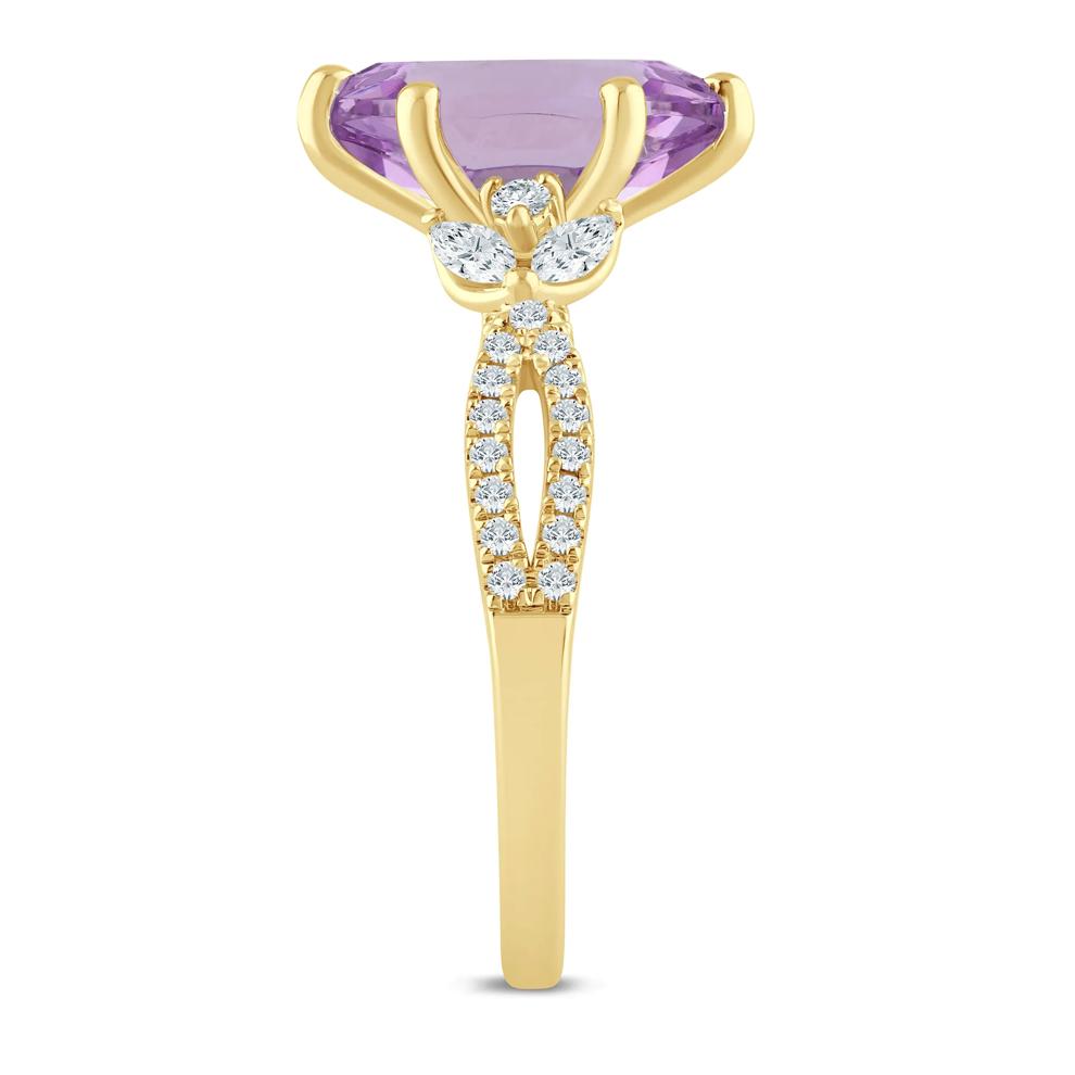 Heidi Pink Amethyst &amp; Lab Grown Diamond Engagement Ring in 14K Yellow Gold (1/2 ct. tw.) – Image 3 of 3