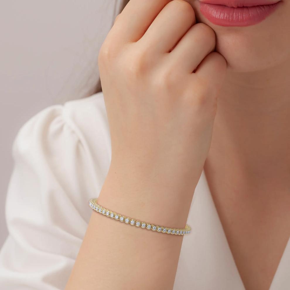 Diamond Tennis Bracelet in 10K Yellow Gold (3 1/5 ct. tw.) – Image 4 of 4