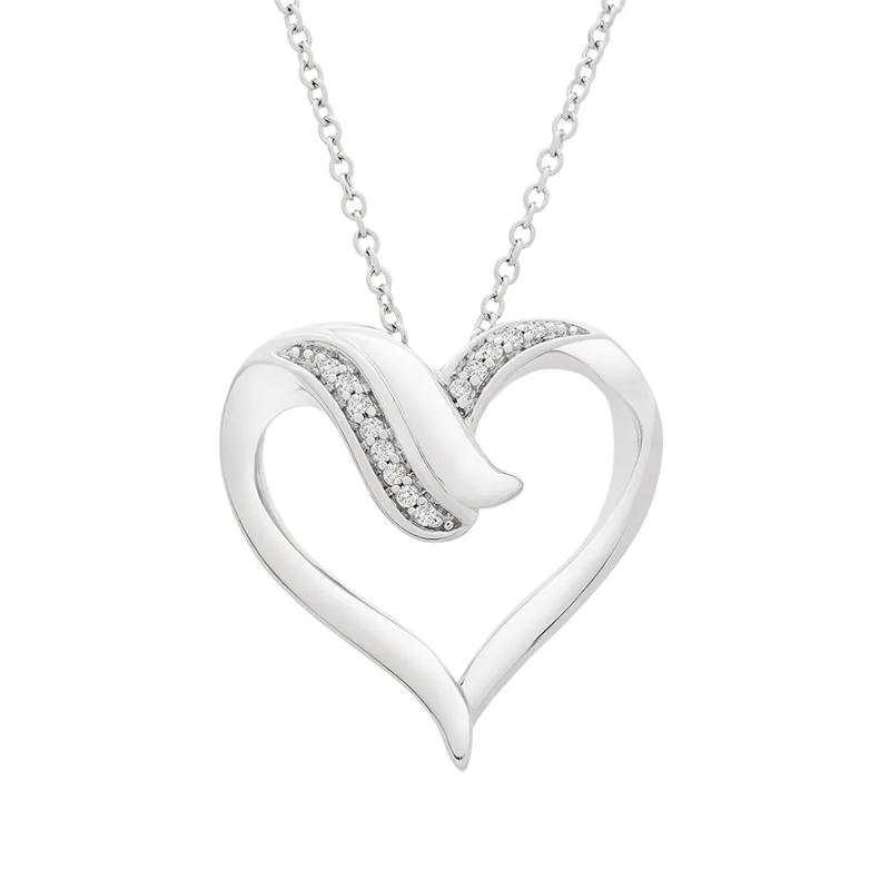 Diamond Heart Pendant in Sterling Silver – Image 1 of 3