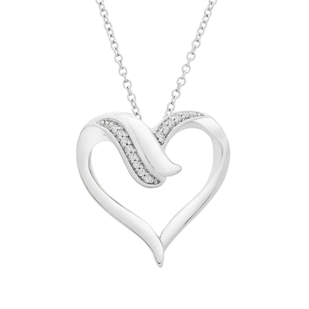 Diamond Heart Pendant in Sterling Silver – Image 1 of 3