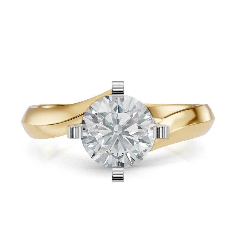Bypass Semi-Mount Engagement Ring in 14K Yellow and White Gold (Setting Only) – Image 1 of 6