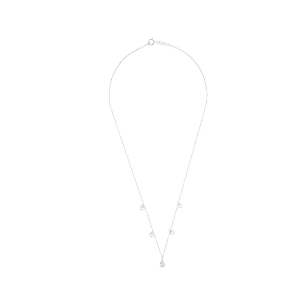Diamond Accent Heart Station Necklace in Sterling Silver – Image 2 of 4