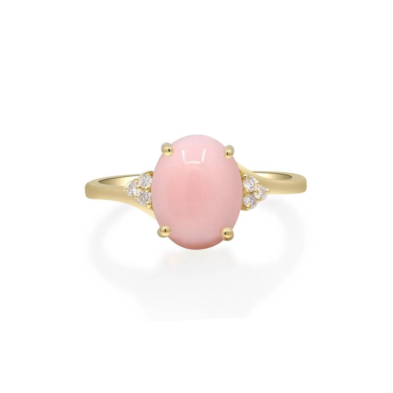 Pink Opal and Diamond Accent Ring in 10K Yellow Gold – Image 5 of 5
