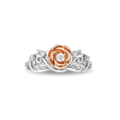 Belle Diamond Rose Ring in Sterling Silver & 10K Rose Gold (1/10 ct. tw.)
