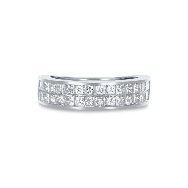 Princess-Cut Diamond Double Row Band in 10K White Gold &#40;1 1/2 ct. tw.&#41; – Image 1 of 3