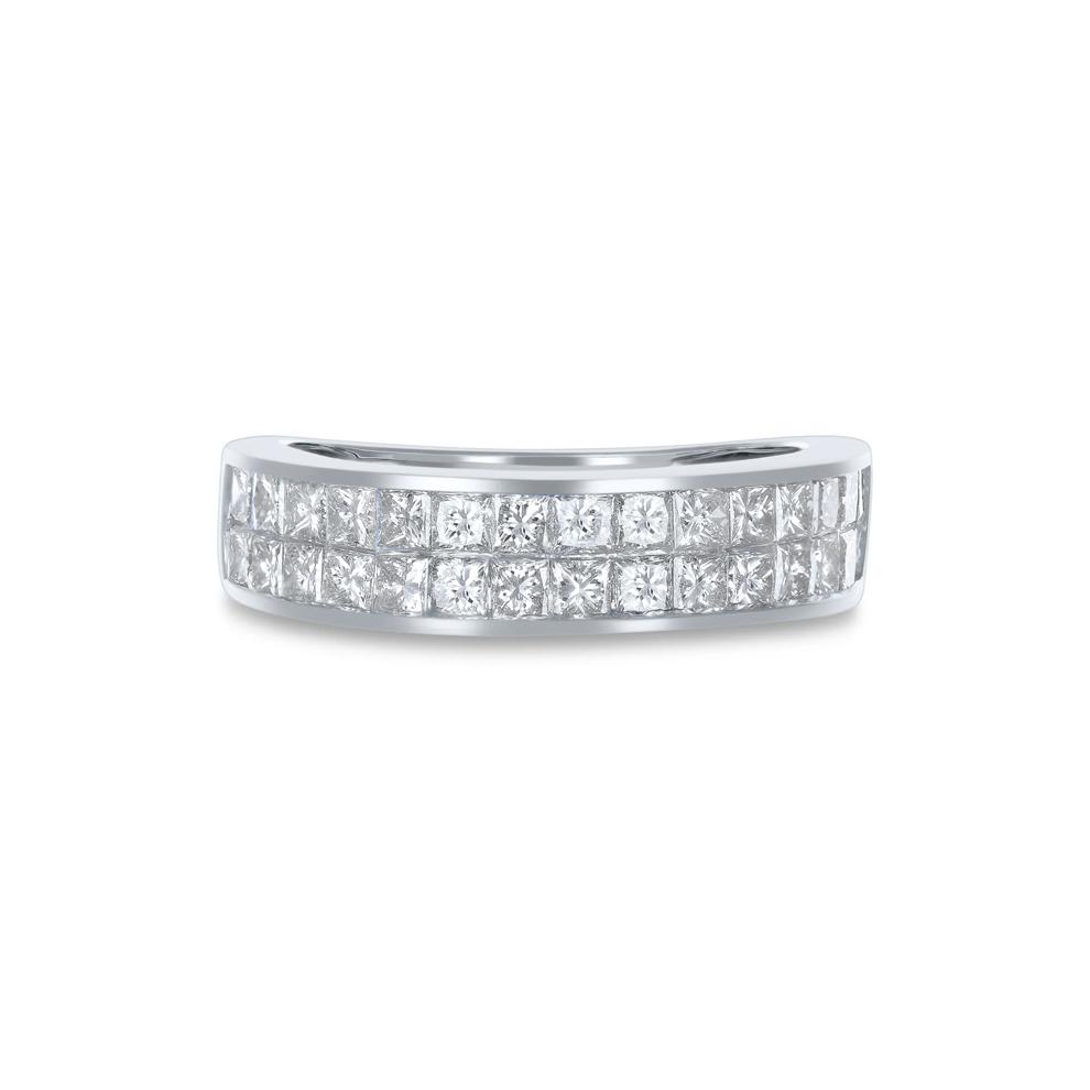 Princess-Cut Diamond Double Row Band in 10K White Gold (1 1/2 ct. tw.) – Image 1 of 3