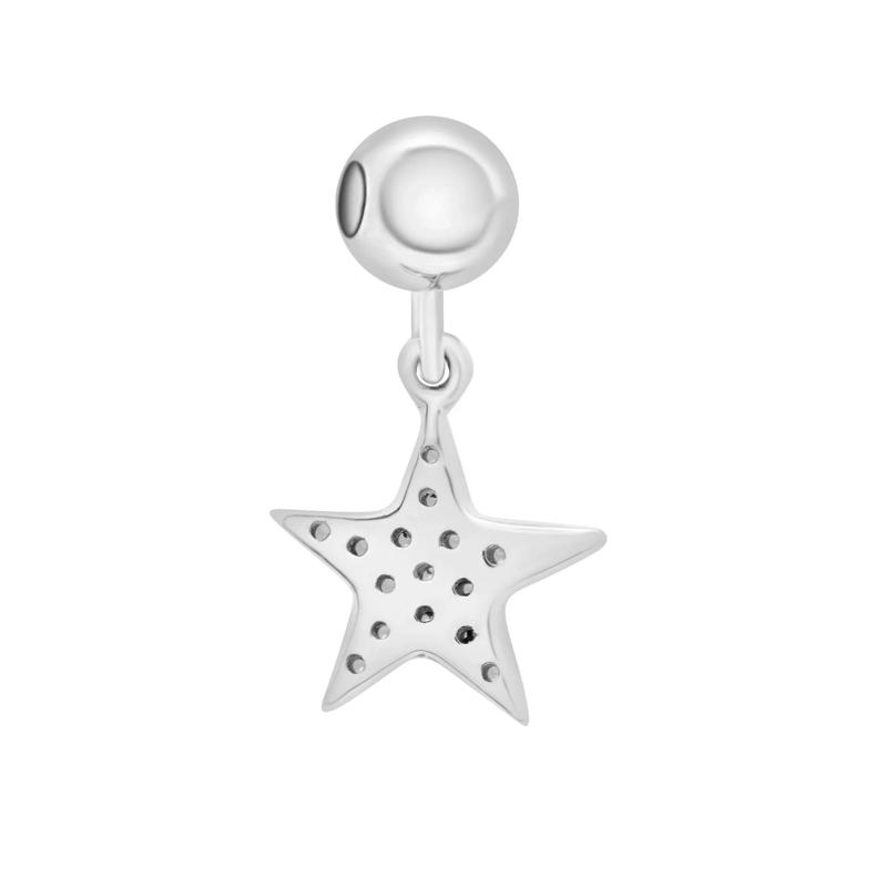Diamond Accent Star Bead Charm in Sterling Silver – Image 3 of 3