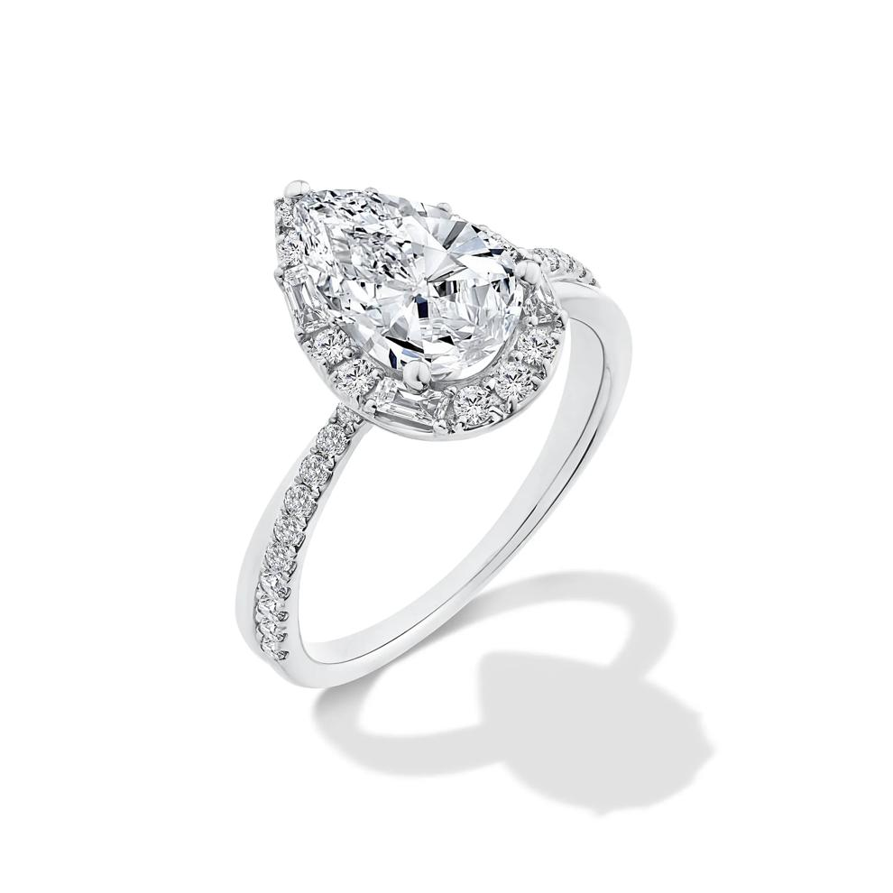 Lab Grown Diamond Pear-Shaped Halo Engagement Ring in 14K White Gold (2 1/2 ct. tw.) – Image 4 of 4
