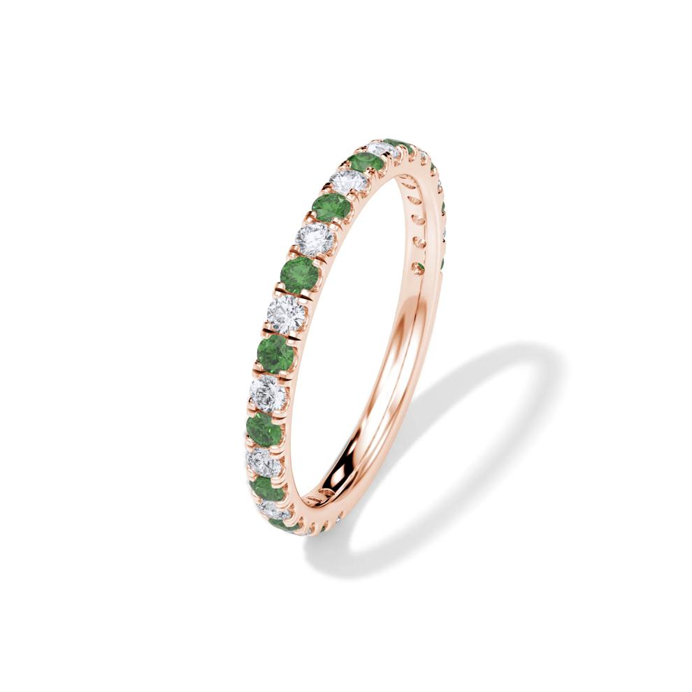 Lab Grown Diamond &amp; Lab-Created Emerald Anniversary Band in 14K Rose Gold (1/3 ct. tw.) – Image 4 of 4