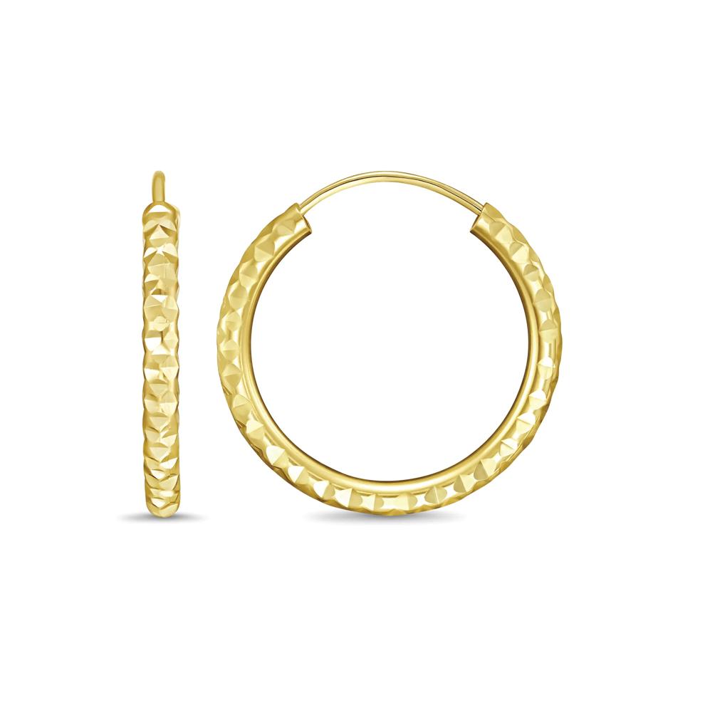 Diamond-Cut Hoop Earrings in 10K Yellow Gold, 25MM – Image 3 of 4
