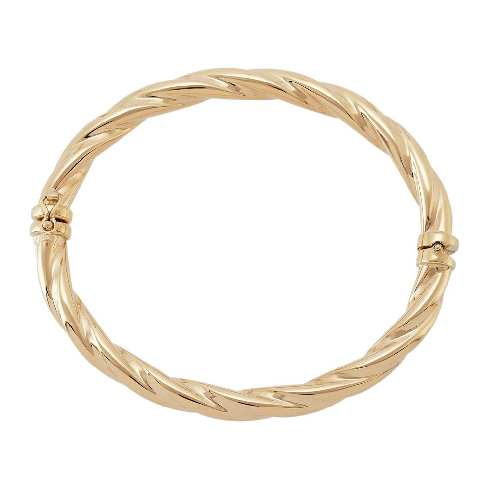 Twisted Hinged Bangle in 14K Yellow Gold, 6MM, 7" – Image 2 of 2