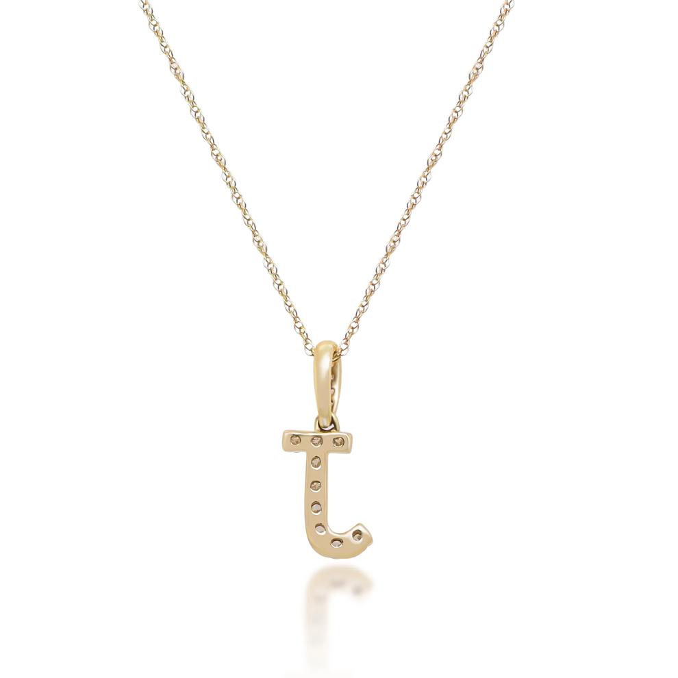 Diamond J Initial Pendant in 10K Yellow Gold (1/8 ct. tw.) – Image 3 of 4