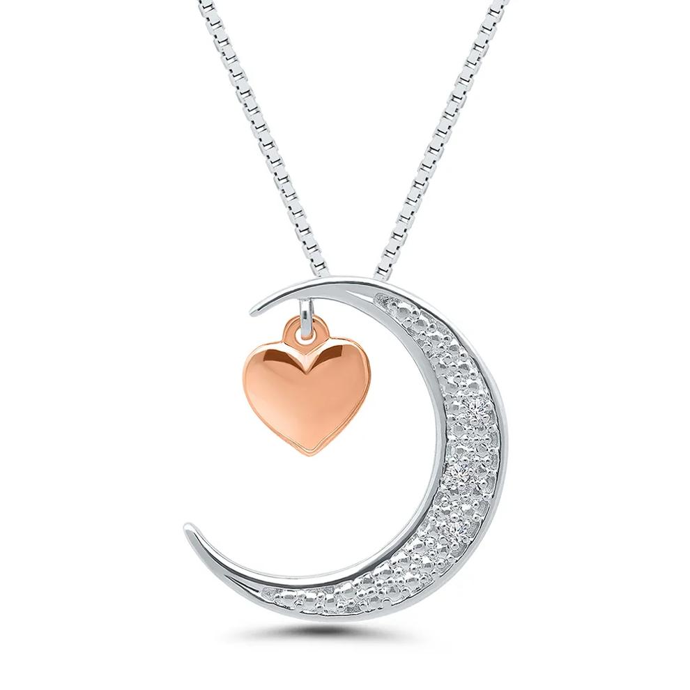 Diamond Moon Pendant in Sterling Silver – Image 1 of 3