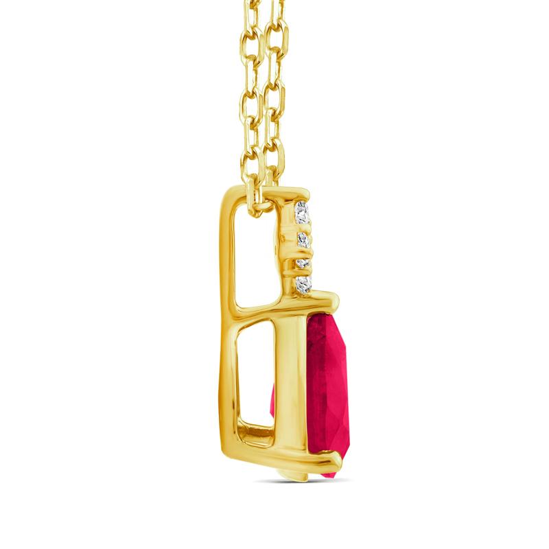 Ruby and Diamond Accent Drop Pendant in 10K Yellow Gold – Image 2 of 3