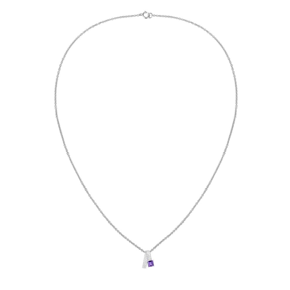 Amethyst &amp; Lab-Created White Sapphire Pendant Necklace in Sterling Silver – Image 4 of 4