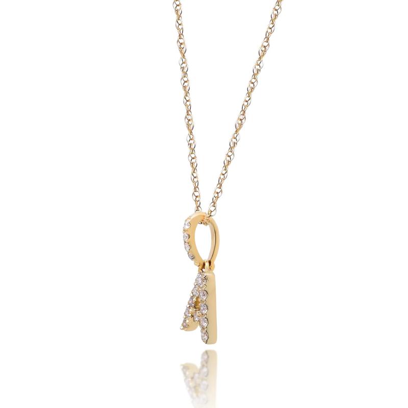 Diamond A Initial Pendant in 10K Yellow Gold &#40;1/10 ct. tw.&#41; – Image 2 of 4