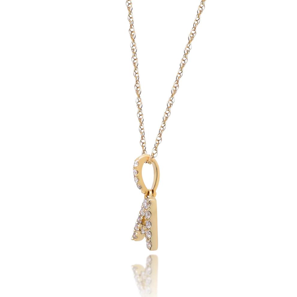 Diamond A Initial Pendant in 10K Yellow Gold (1/10 ct. tw.) – Image 2 of 4