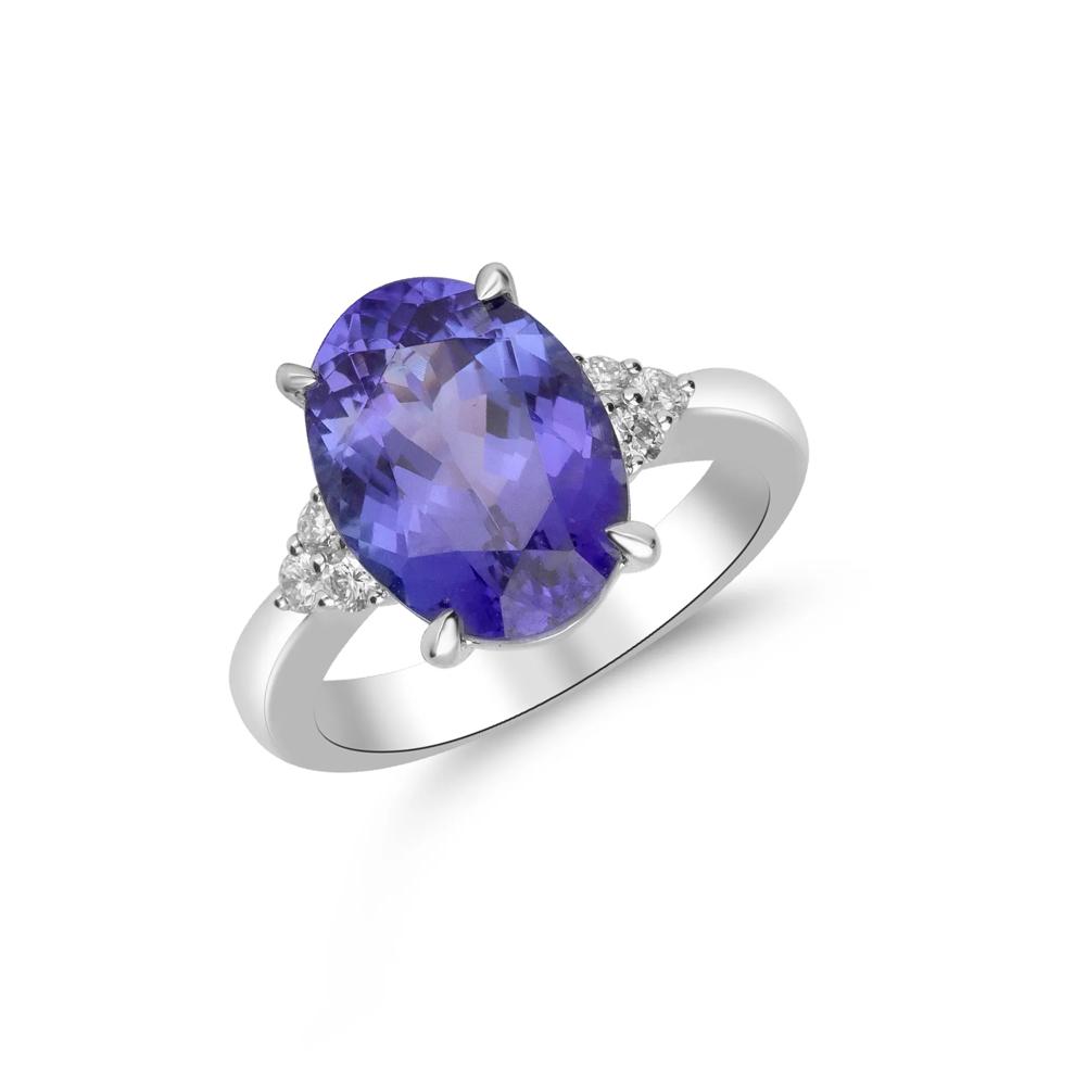 Tanzanite &amp; Diamond Ring in 18K White Gold (1/4 ct. tw.) – Image 5 of 5