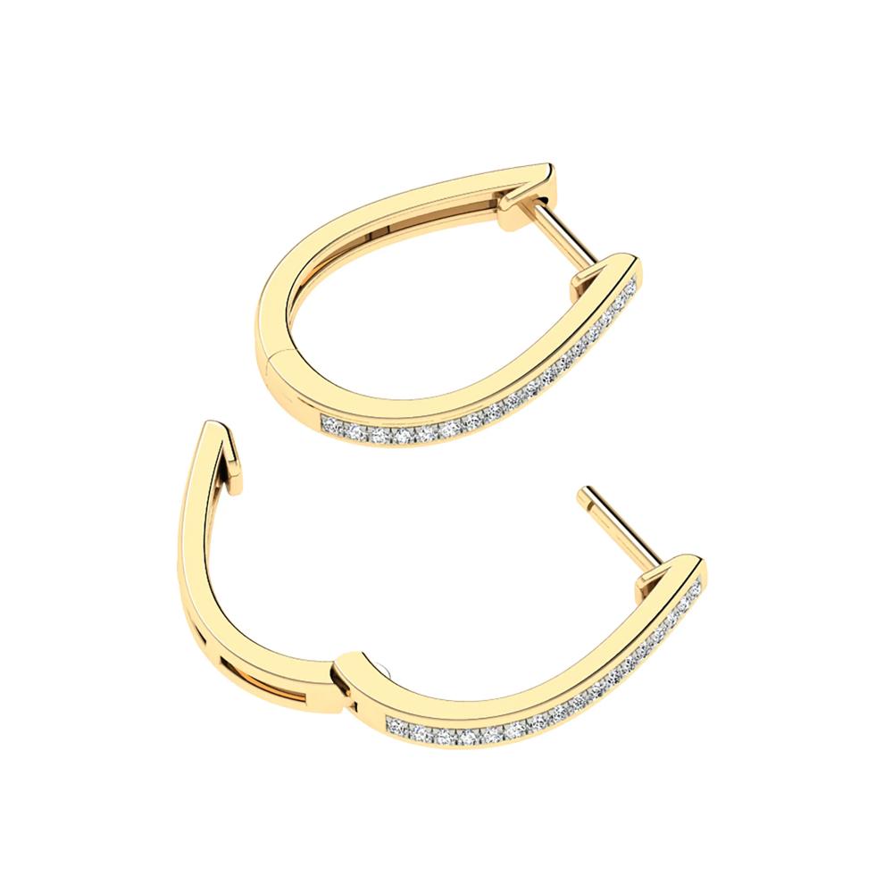 Diamond Hoop Earrings in 10K Yellow Gold (1/8 ct. tw.) – Image 2 of 2