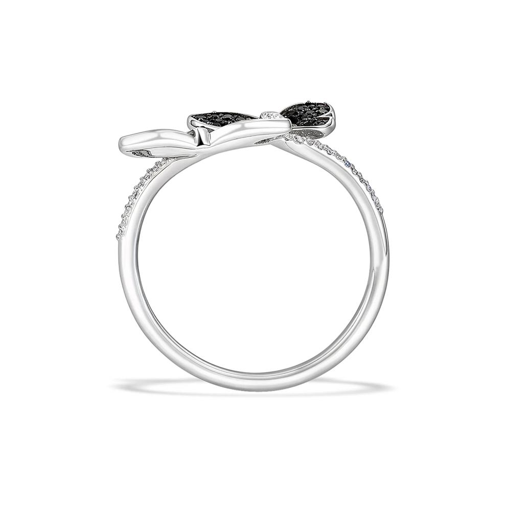 Black &amp; White Diamond Butterfly Ring in Sterling Silver (1/4 ct. tw.) – Image 2 of 4