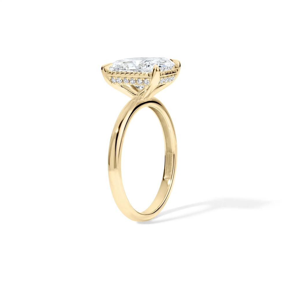 Lab Grown Diamond Cushion Halo Engagement Ring in 14K Yellow Gold (3 ct. tw.) – Image 3 of 4