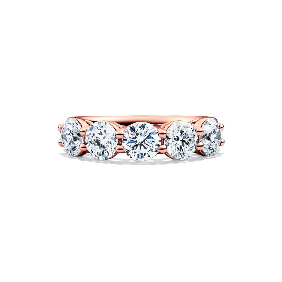 Lab Grown Diamond Five-Stone Round Anniversary Band in 14K Rose Gold (3 ct. tw.) – Image 1 of 4