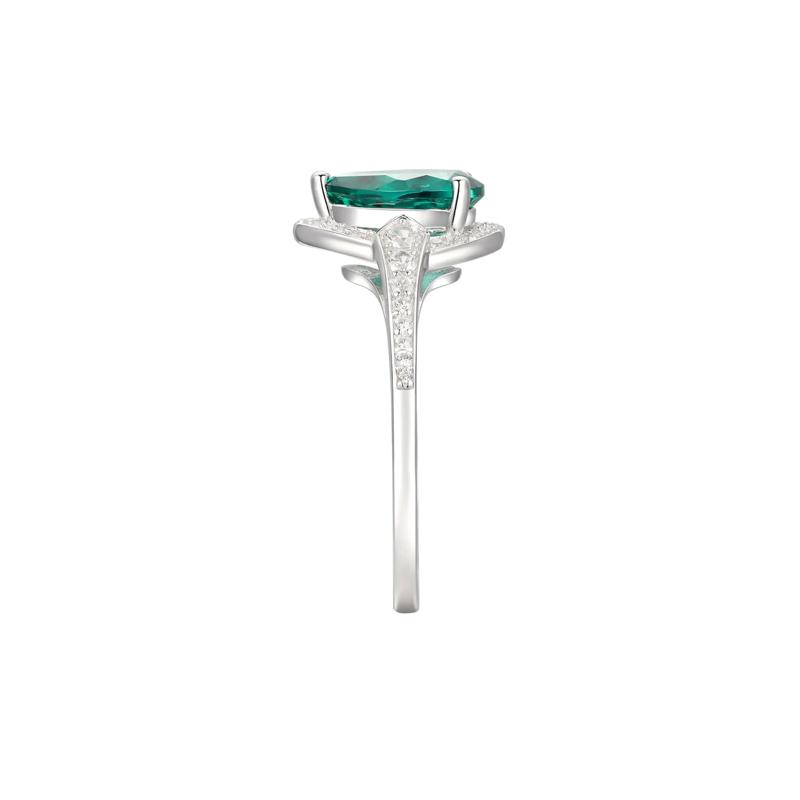 Pear-Shaped Lab Created Emerald Earring, Pendant &amp; Ring Set in Sterling Silver – Image 4 of 9
