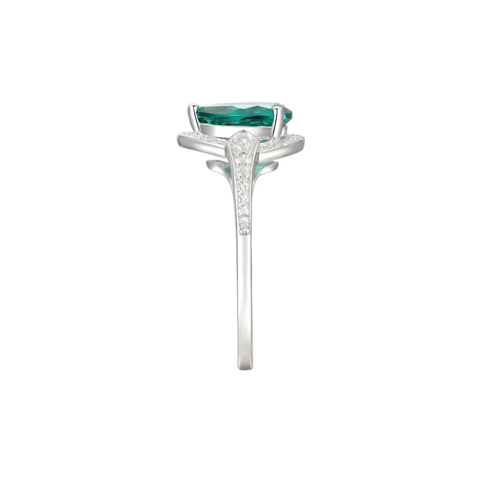 Pear-Shaped Lab Created Emerald Earring, Pendant &amp; Ring Set in Sterling Silver – Image 4 of 9