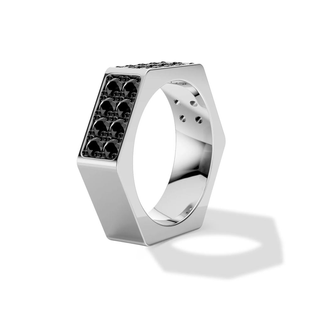 Men's Black Lab Grown Diamond Hex Nut Medium Band in Sterling Silver (1 5/8 ct. tw.) – Image 3 of 4