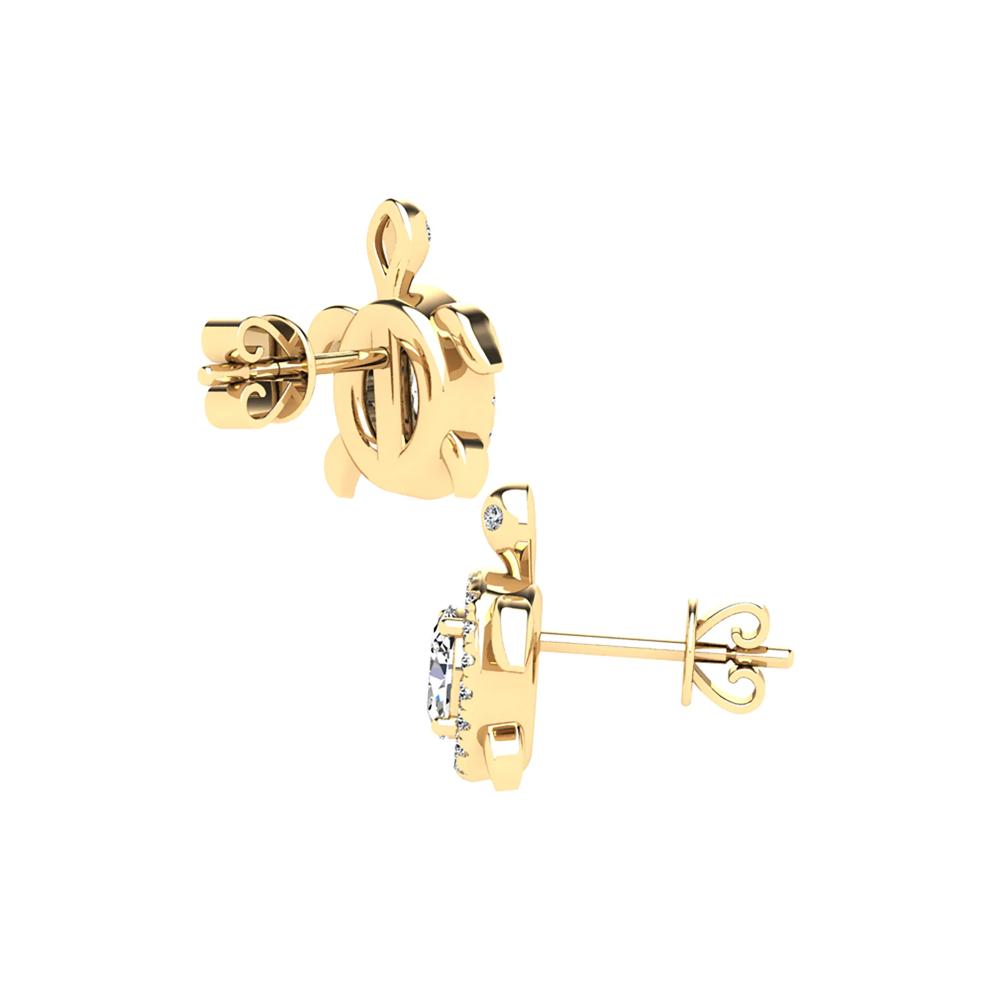 Citrine &amp; Diamond Accent Turtle Stud Earrings in 10K Yellow Gold – Image 2 of 2