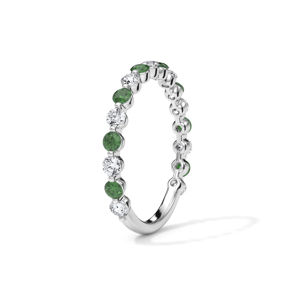 Lab Grown Diamond  &amp; Lab-Created Emerald Half Eternity Anniversary Band in Platinum (1/3 ct. tw.) – Image 3 of 4
