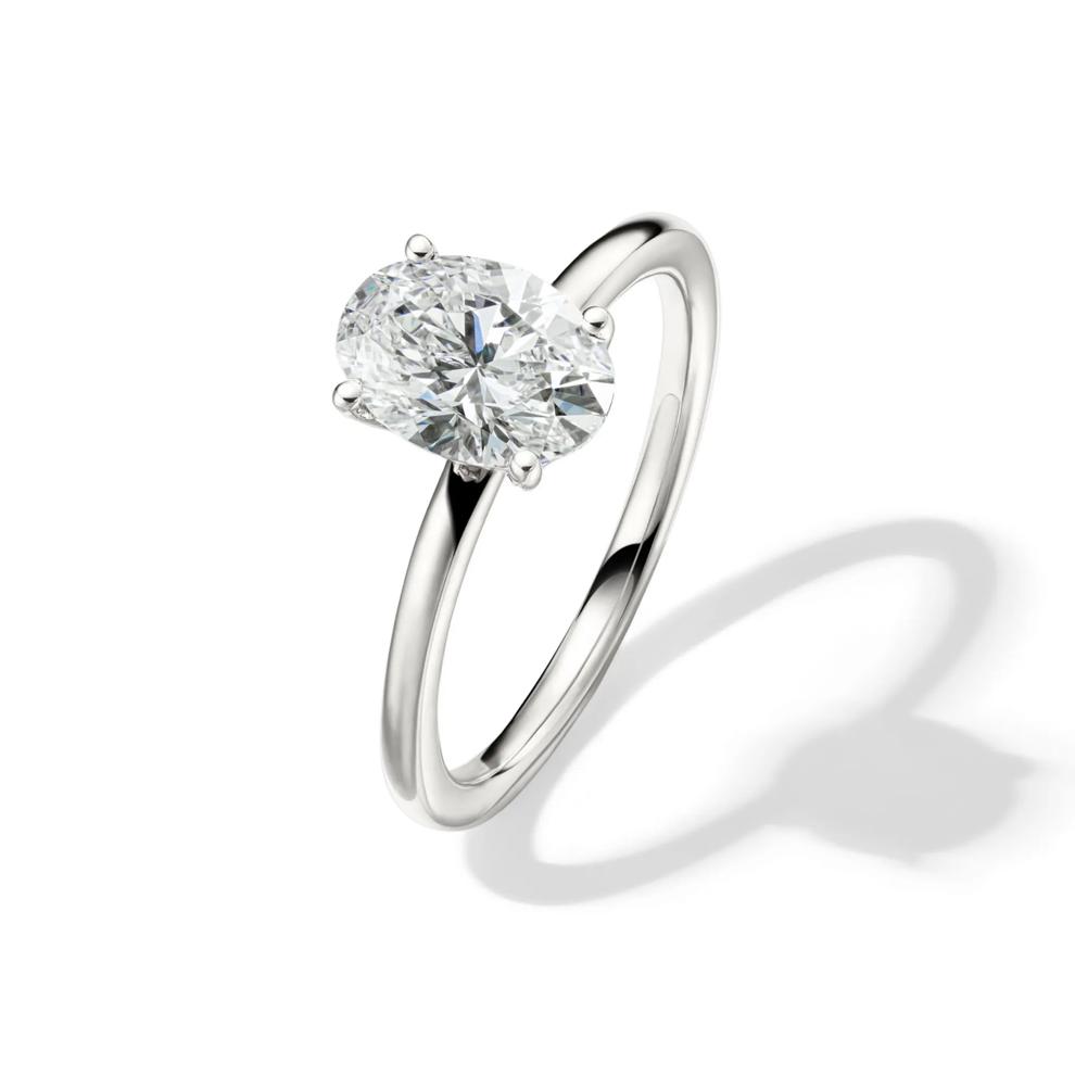 Lab Grown Diamond Oval Solitaire Engagement Ring in Platinum (1 1/2 ct.) – Image 4 of 4