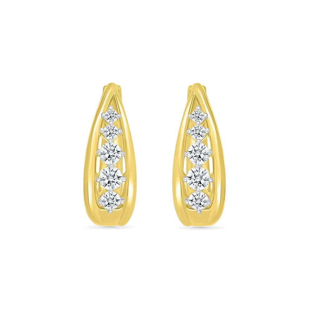 Diamond Graduated Oval Hoop Earrings in 10K Yellow Gold (1/2 ct. tw.) – Image 2 of 3
