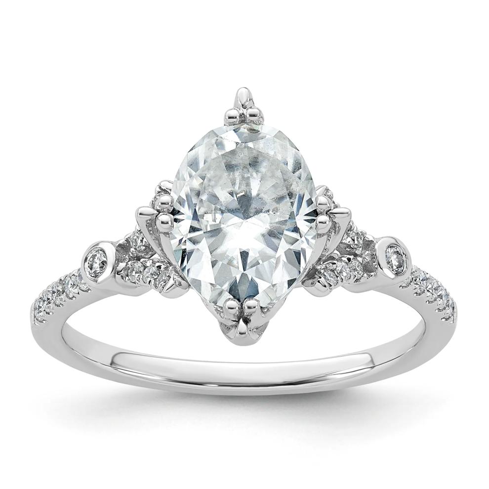 Lab-Created Moissanite Oval Ornate Ring in 10K White Gold (1 2/3 ct. dew) – Image 1 of 3