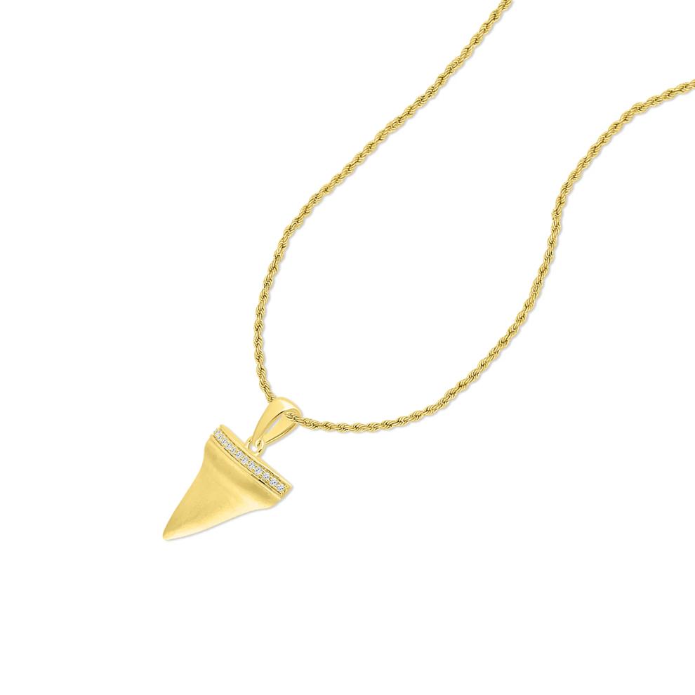 Men's Diamond Shark's Tooth Pendant Necklace in 10K Yellow Gold (1/8 ct. tw.) – Image 4 of 4