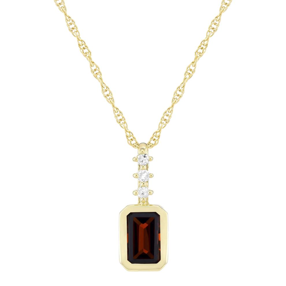Garnet and Diamond Accent Pendant in 10K Yellow Gold – Image 1 of 3