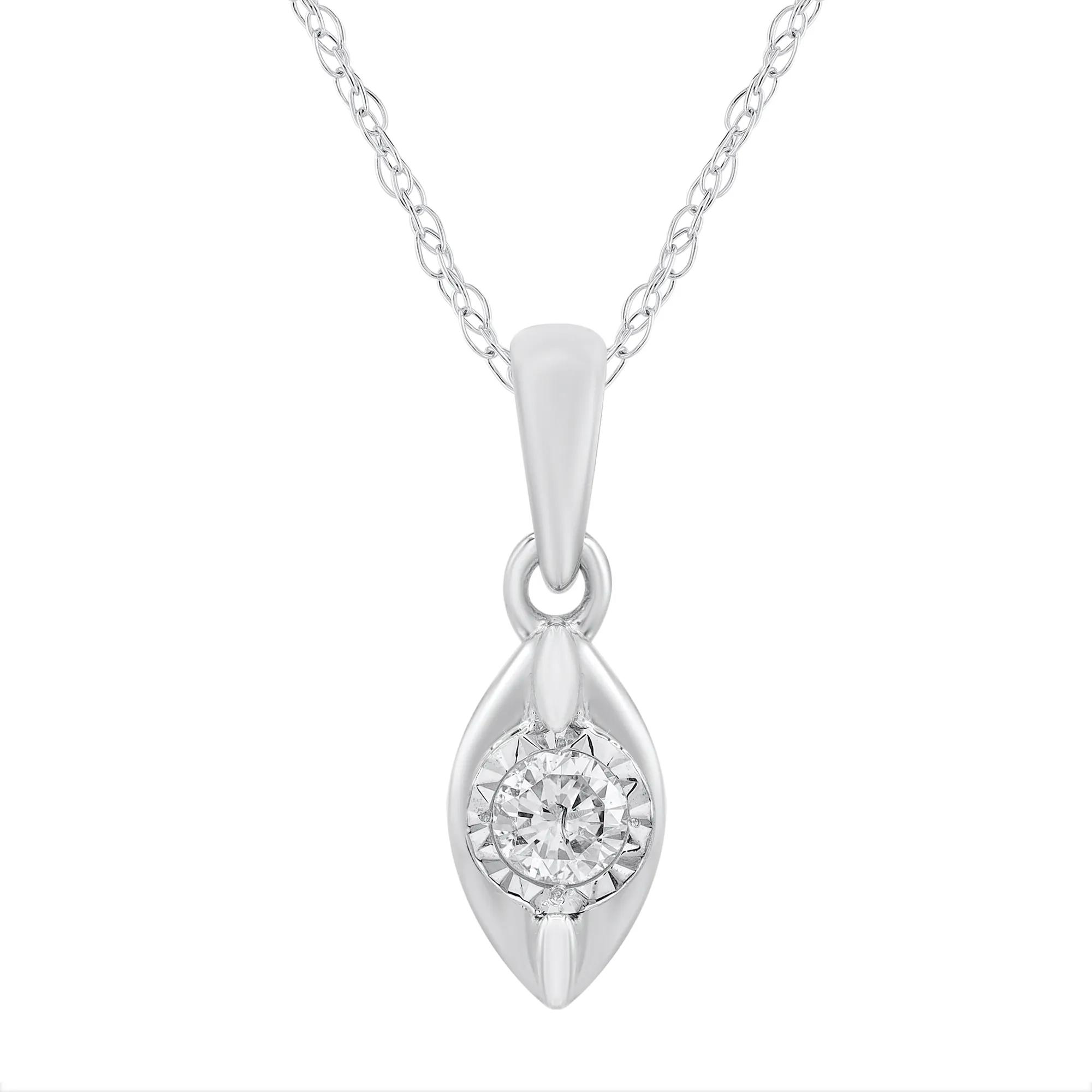 Diamond Pendant in 10K White Gold (1/10 ct. tw.)