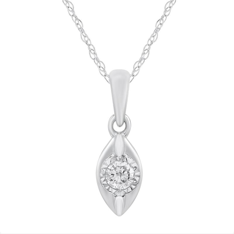 Diamond Pendant in 10K White Gold &#40;1/10 ct. tw.&#41; – Image 1 of 3