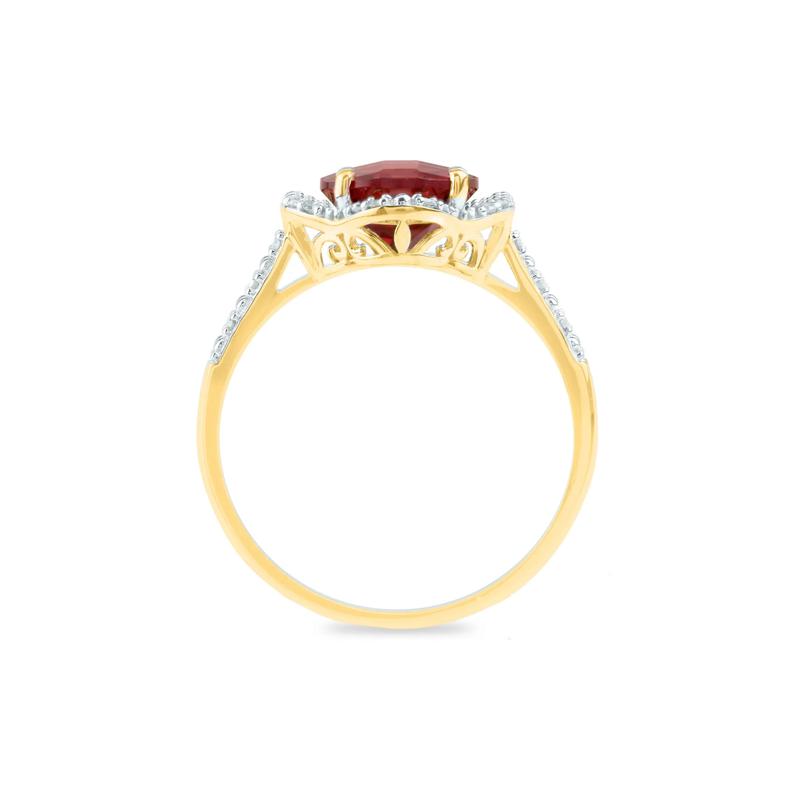 Checkerboard-Cut Garnet Ring in 10K Yellow Gold &#40;1/10 ct. tw.&#41; – Image 2 of 3